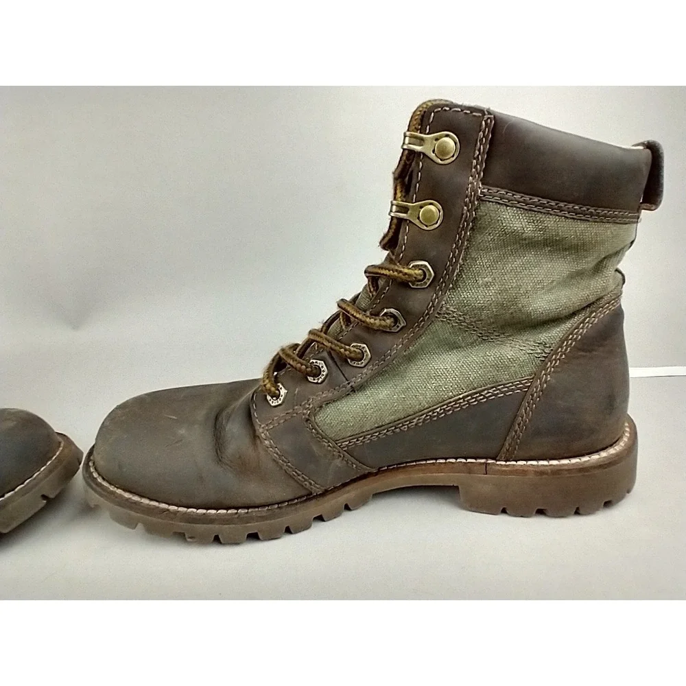 Kodiak Thane Waterproof Boot GreenBrown‎ Leather Mens Size 8 Ankle Canvas Rugged